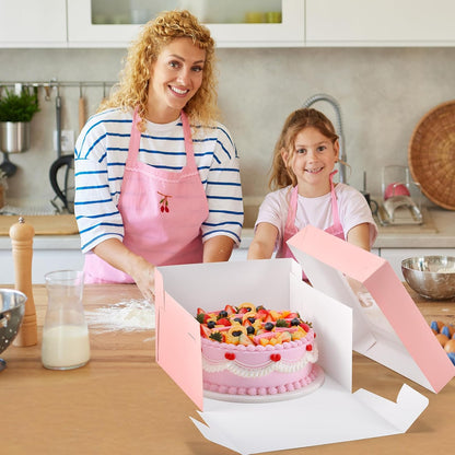 12Pcs 8x8x8 Inches Cake Boxes, Pink Square Bakery Boxes with Window, Disposable Cake Carrier Container for Pastries, Pie, Cookies, Chocolates, Cupcakes, Birthday Party, Wedding