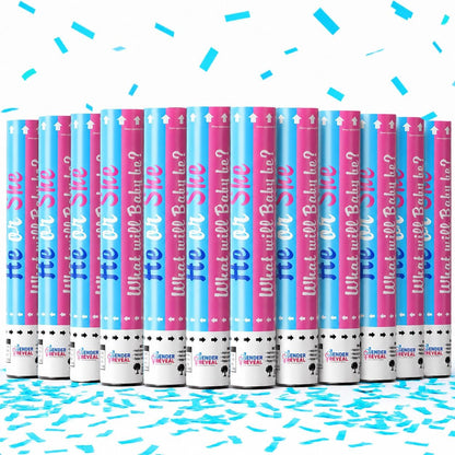 POPUPARTY Gender Reveal Confetti Cannon | No Powder Confetti Poppers | Ideal for Baby boy Gender Reveal Decoration (6 blue)