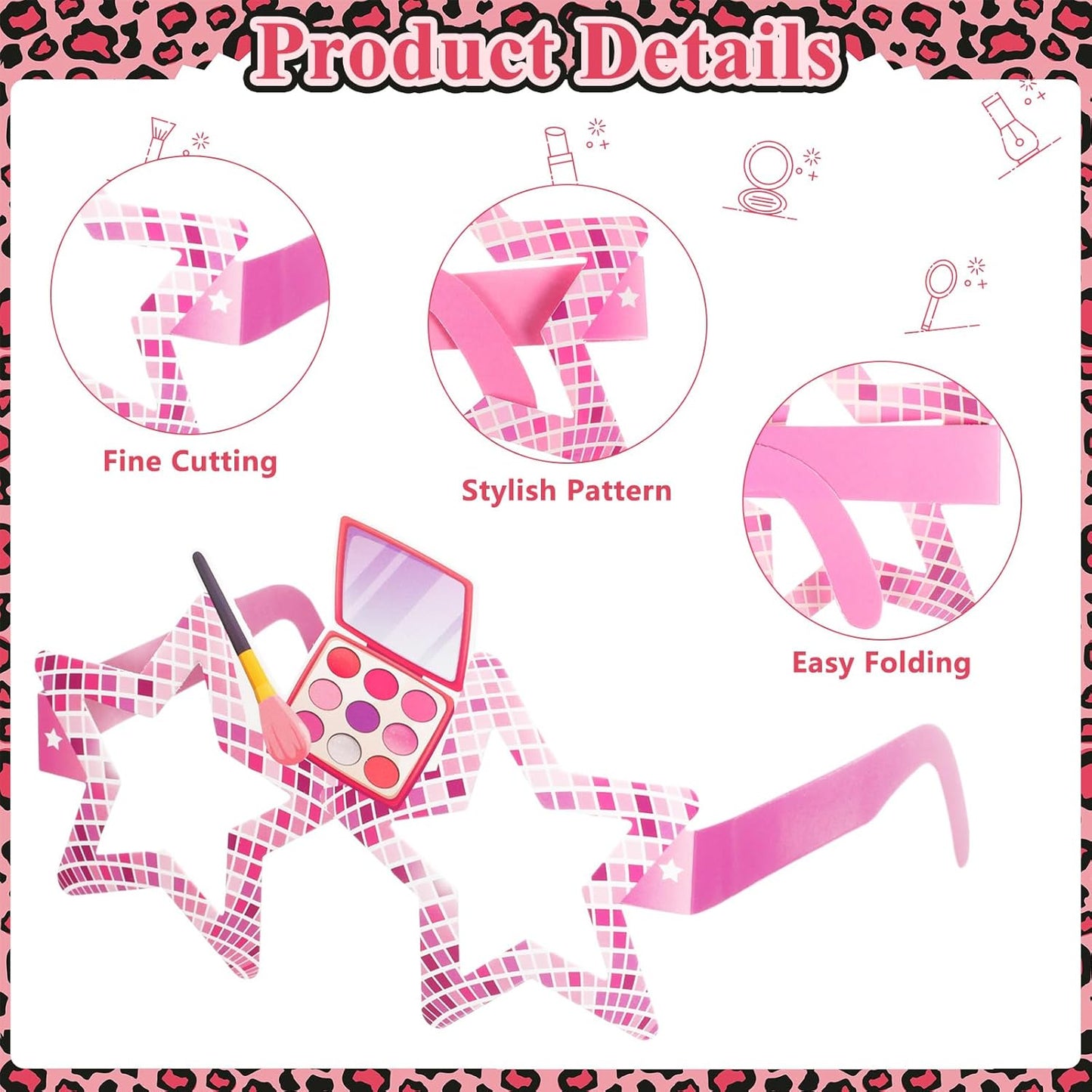 32 Pcs Spa Party Favors Paper Glasses Makeup Paper Eyeglasses Frames Spa Photo Booth Props Selfie Props for Makeup Birthday Party Decorations
