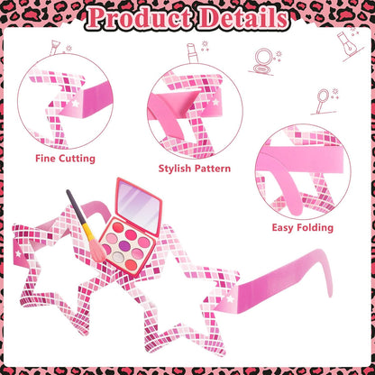 32 Pcs Spa Party Favors Paper Glasses Makeup Paper Eyeglasses Frames Spa Photo Booth Props Selfie Props for Makeup Birthday Party Decorations