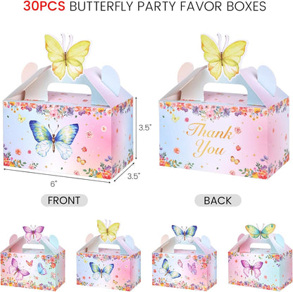 VGOODALL 12PCS Butterfly Party Favor Boxes, Goodie Gable Treat Box Paper Candy Containers for Birthday Baby Shower Wedding Party