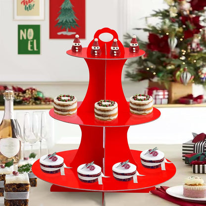 Soleebee 3-Tier Round Cupcake Stand, Cardboard Cupcake Tower, Dessert Cup Cake Stand Tower for Birthday Wedding Party Decoration, Cupcake Tier Stand 1 Set (Hot Pink)