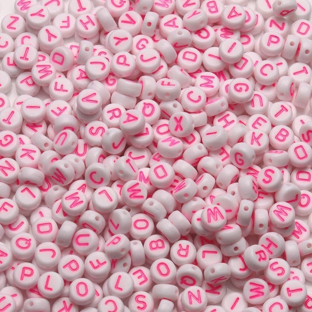 1000Pcs Glow Letter Beads Acrylic Alphabet Bead Glow in The Dark, 4x7 mm Round Beads for Friendship Bracelets and DIY Crafts