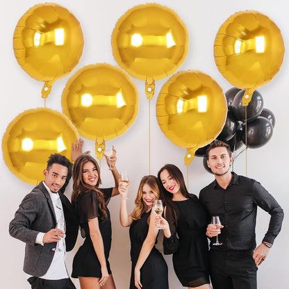 20 Pcs Black Round Shaped Balloons,18 Inch Round Foil Balloon,Giant Round Mylar Balloon Helium Balloons for Birthday Party Baby Shower Wedding Decorations (Black)