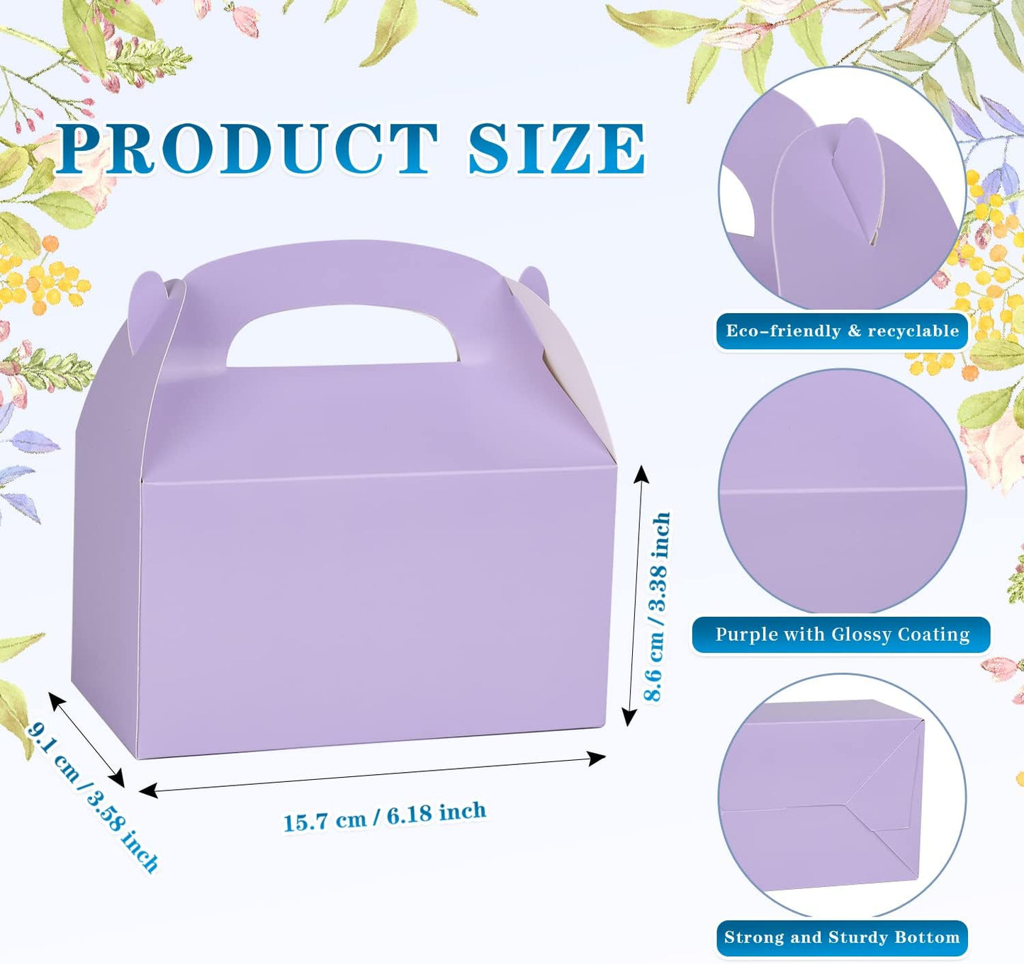 DjinnGlory 36 Pack White Party Favor Treat Boxes with Handle, DIY Paper Boxes for Baby Shower, Birthday, All Occasion, Small Gable Boxes for Small Business 6.18 x 3.58 x 3.38 Inches