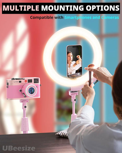 UBeesize 12'' LED Ring Light with 62'' Tripod Stand, Selfie Ring Light for Video Recording, Live Streaming, TikTok & YouTube, Compatible with iPhone & Android (Black)
