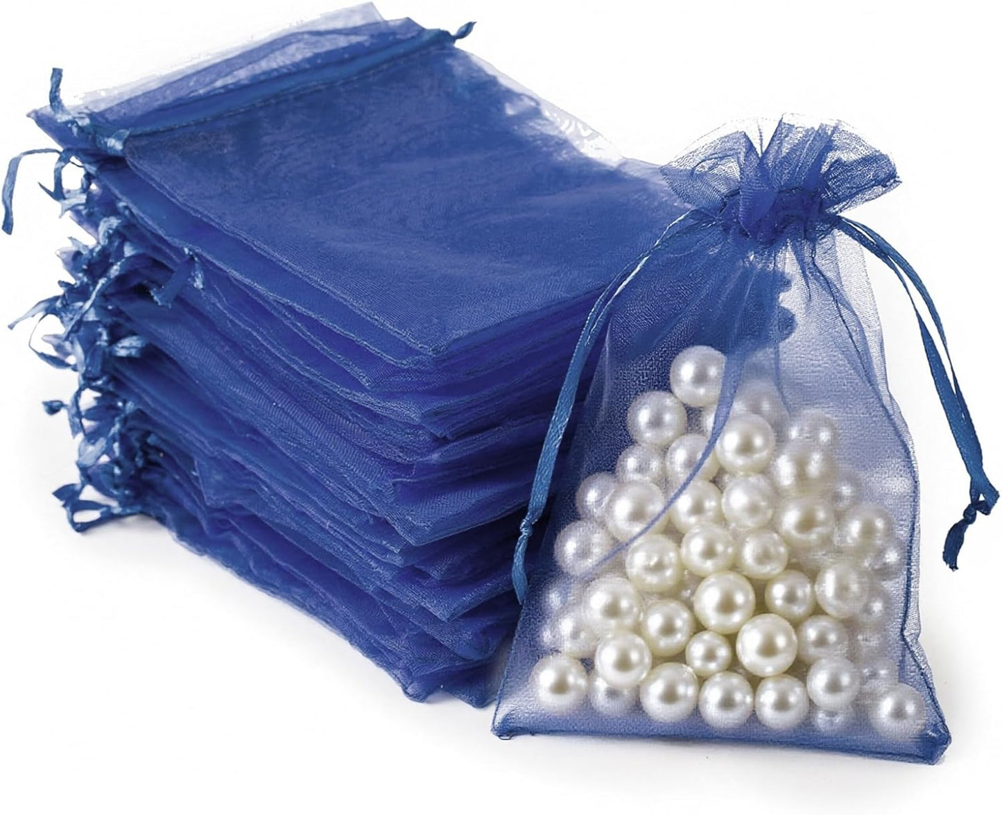 100PCS White Organza Bags, 4x6 Inch Small Mesh Bags Drawstring, Jewelry Gift Bags for Easter, Party, Festival, Bathroom Soaps, Makeup
