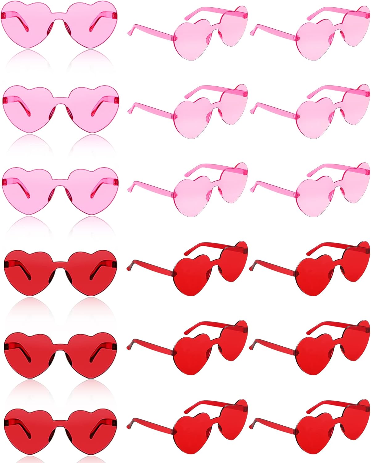 Frienda 20 Pairs Heart Shaped Sunglasses Rimless Candy Color Glasses for Women Men Party Favor