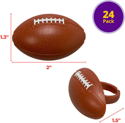 DECOPAC 3D Football Rings, Cupcake Decorations, Food Safe Cake Toppers – 24 Pack