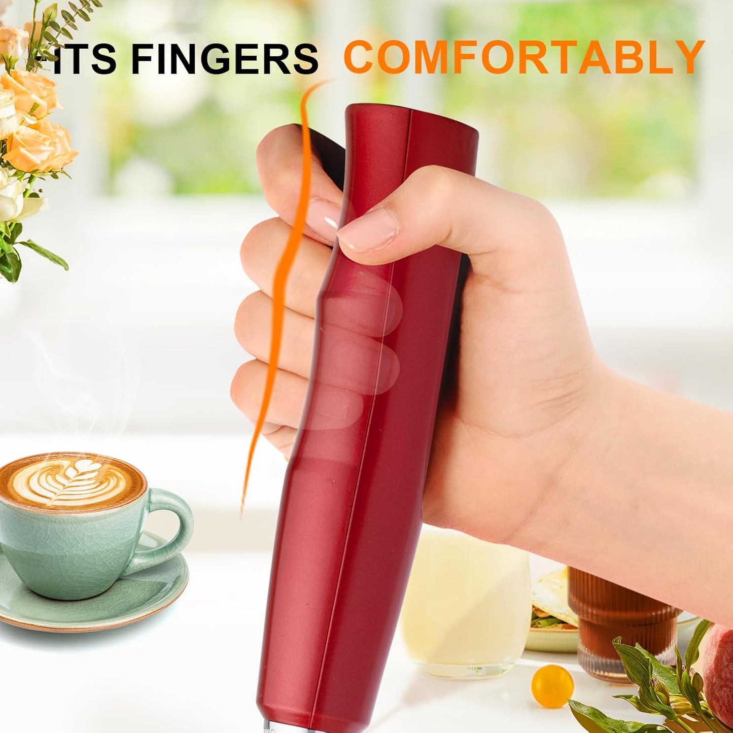 YUSWKO Black Handheld Milk Frother Wand for Coffee, Rechargeable Electric Whisk with 3 Heads 3 Speeds Drink Mixer Coffee Frother For Latte, Cappuccino, Hot Chocolate, Egg