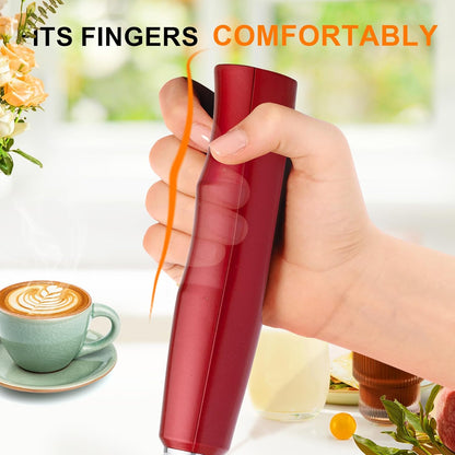 YUSWKO Black Handheld Milk Frother Wand for Coffee, Rechargeable Electric Whisk with 3 Heads 3 Speeds Drink Mixer Coffee Frother For Latte, Cappuccino, Hot Chocolate, Egg