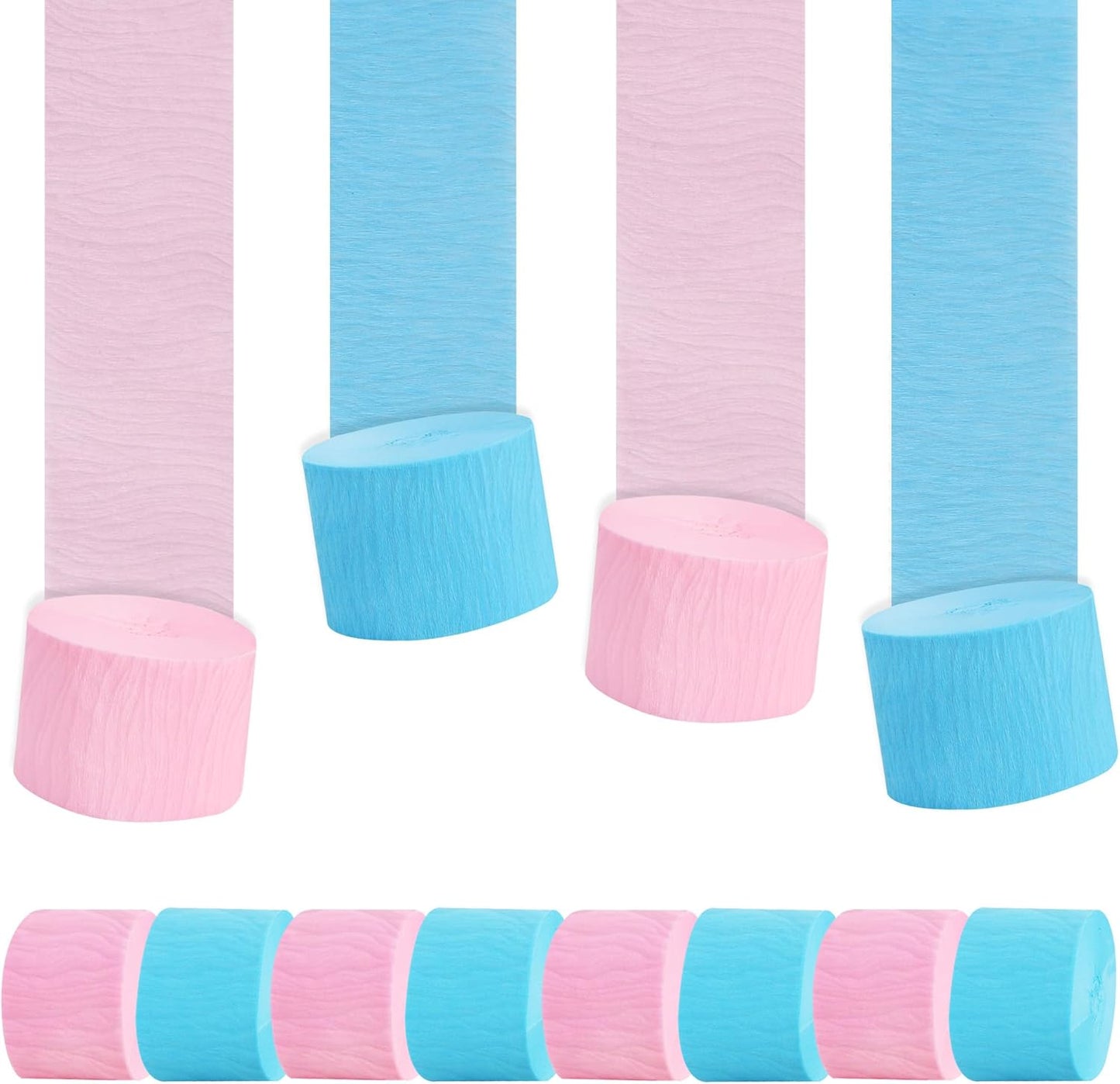 BEISHIDA 8 Rolls Red Yellow Blue and Green Crepe Paper Streamers for Carnival Circus Sesame Street Paw Party Decorations, Birthday DIY Craft Paper(1.8 Inch x 82 Ft/Roll)