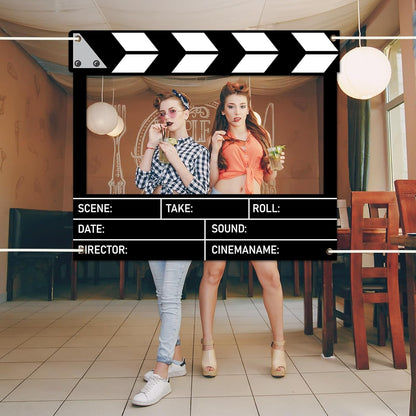 Fabric Movie Night Large Photo Booth Props 39 x 59 Inch Movie Theater Picture Selfie Frame Cinema Photo Frame Background Banner Backdrop for Family Holiday Birthday Baby Shower Party Supplies