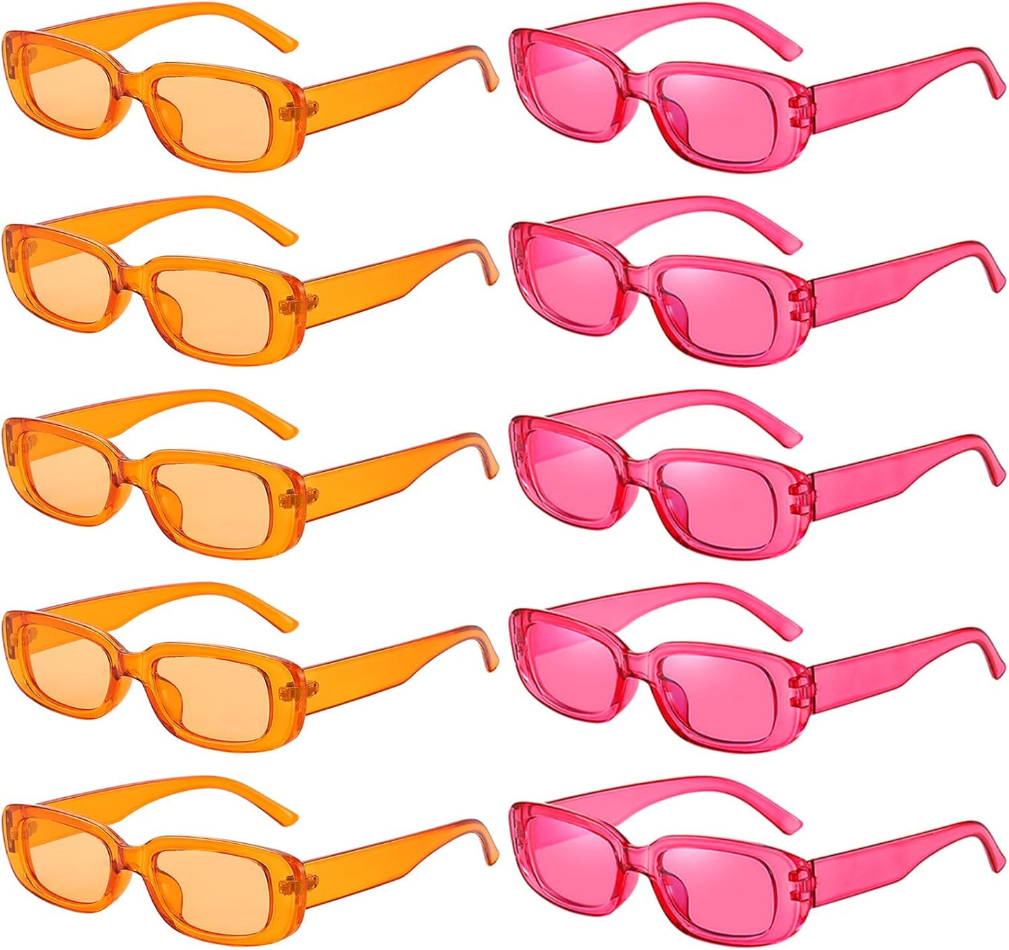 SUNOVELTIES 10 Pack Rectangle Sunglasses for Women Retro Narrow Square Glasses 90s Aesthetic Vintage Eyewear Uniex Adult