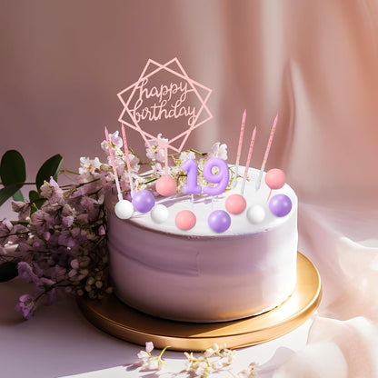 Yerliker 34 Pcs Happy Birthday Cake Toppers Decorations Birthday Candles DIY Cake Decor for Men Women Wedding Anniversary(Gold)