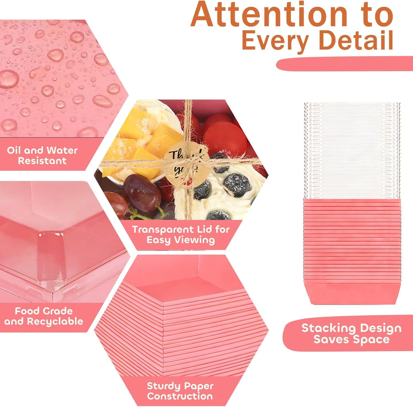 20Pcs Small Charcuterie Boxes with Clear Lids - Paper Mini Charcuterie Boxes To Go, Disposable Food Container with Lid, Dessert Boxes for Sandwich, Cookie, Sushi, Cake Slice, and Strawberries