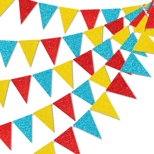 Colorful Pennant Flags - 60pcs Multicolor Pennant Banner 82ft CardStock Paper Pennant Triangle Bunting Flag for Party Decoration Baby Shower Classroom Decor (Rainbow)