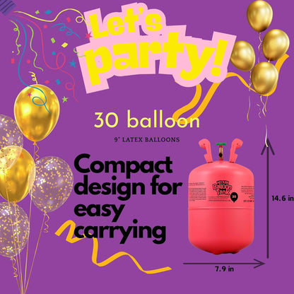 Monster Gas 7L Helium Tank For Balloons At Home, Balloon Helium Tank Up To 30 Latex Balloons, Small Helium Tanks