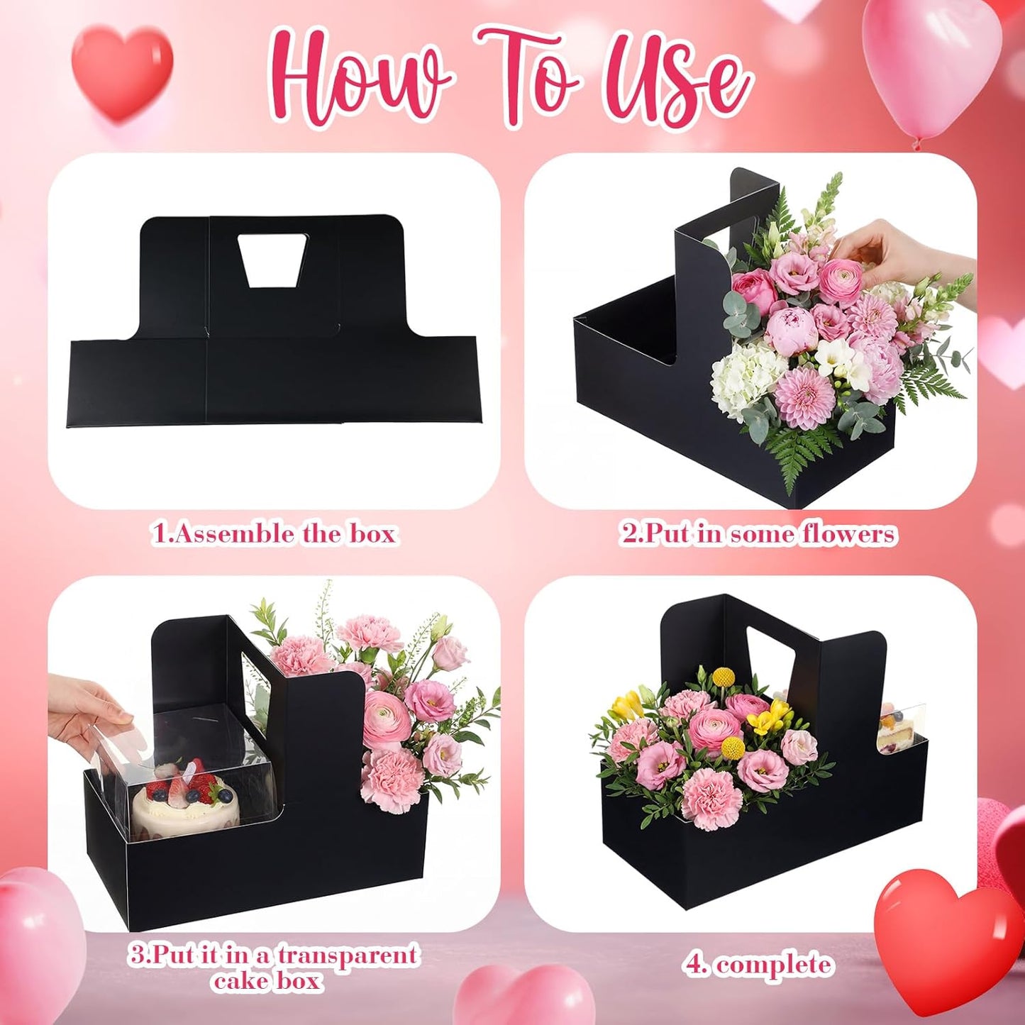 Qinyoung 12 Sets Mother's Day Flower Gift Box Cake Flower Gift Boxes with 12 Pcs Transparent PVC Cake Boxes Mother's Day Box for Teacher,Mom Wedding, Birthday Party(White,Classic,Blank)