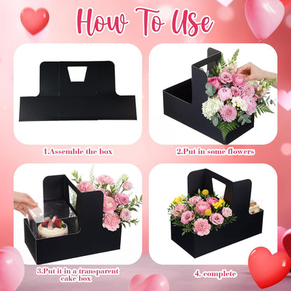 Qinyoung 12 Sets Mother's Day Flower Gift Box Cake Flower Gift Boxes with 12 Pcs Transparent PVC Cake Boxes Mother's Day Box for Teacher,Mom Wedding, Birthday Party(White,Classic,Blank)