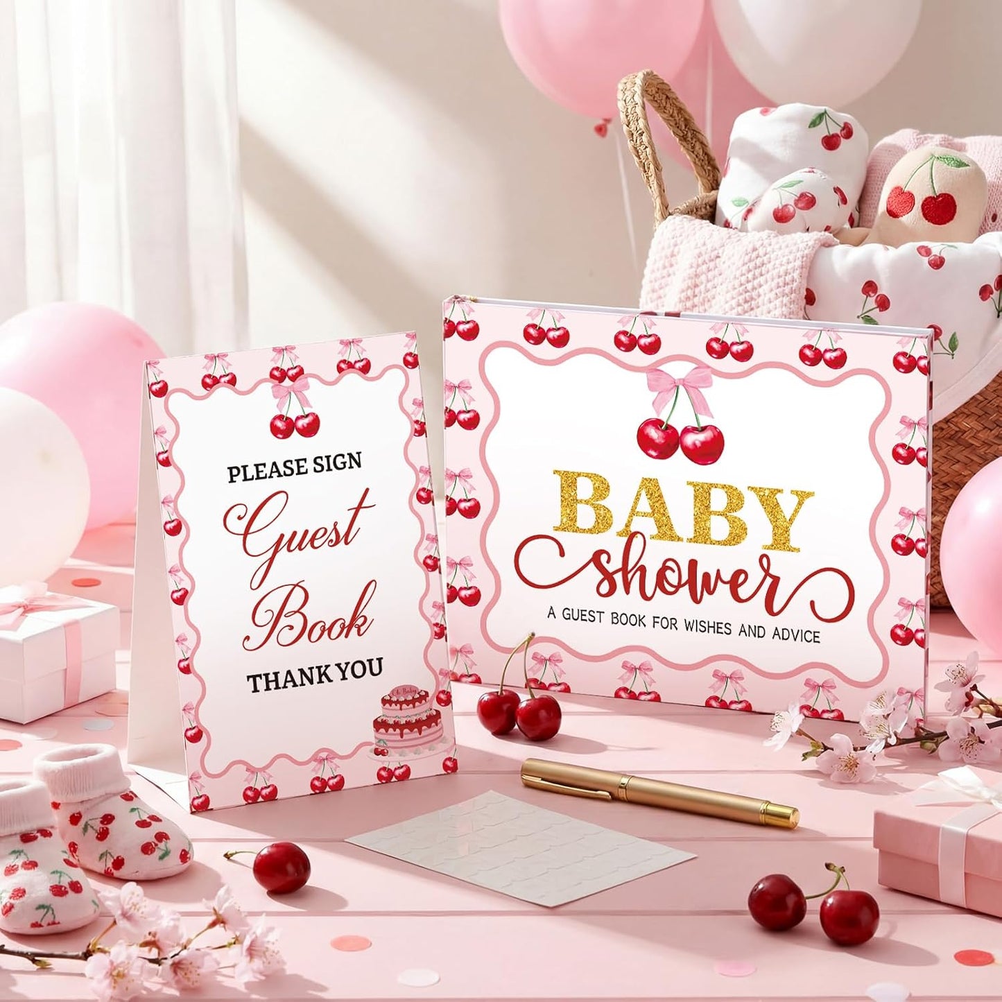 Fuyoooo 27 Pcs Safari Animal Baby Shower Guest Book Set Baby Shower Sign in Guest Floral Book Place Table Cards with Gold Pen Adhesive Photo Corner for Birthday Party