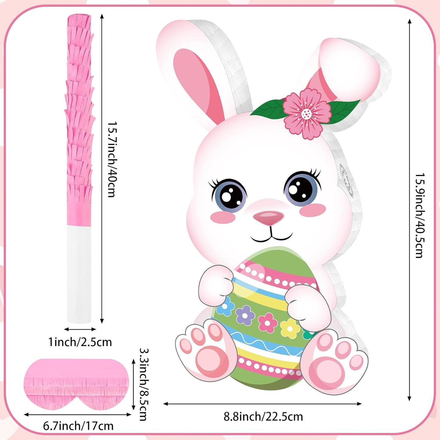 Easter Bunny Pinata Funny Bunny Egg Pinata with Blindfold & Stick for Birthday Decorations Easter Party Supplies Spring Decorations