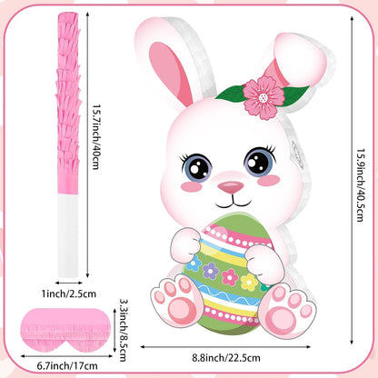 Easter Bunny Pinata Funny Bunny Egg Pinata with Blindfold & Stick for Birthday Decorations Easter Party Supplies Spring Decorations