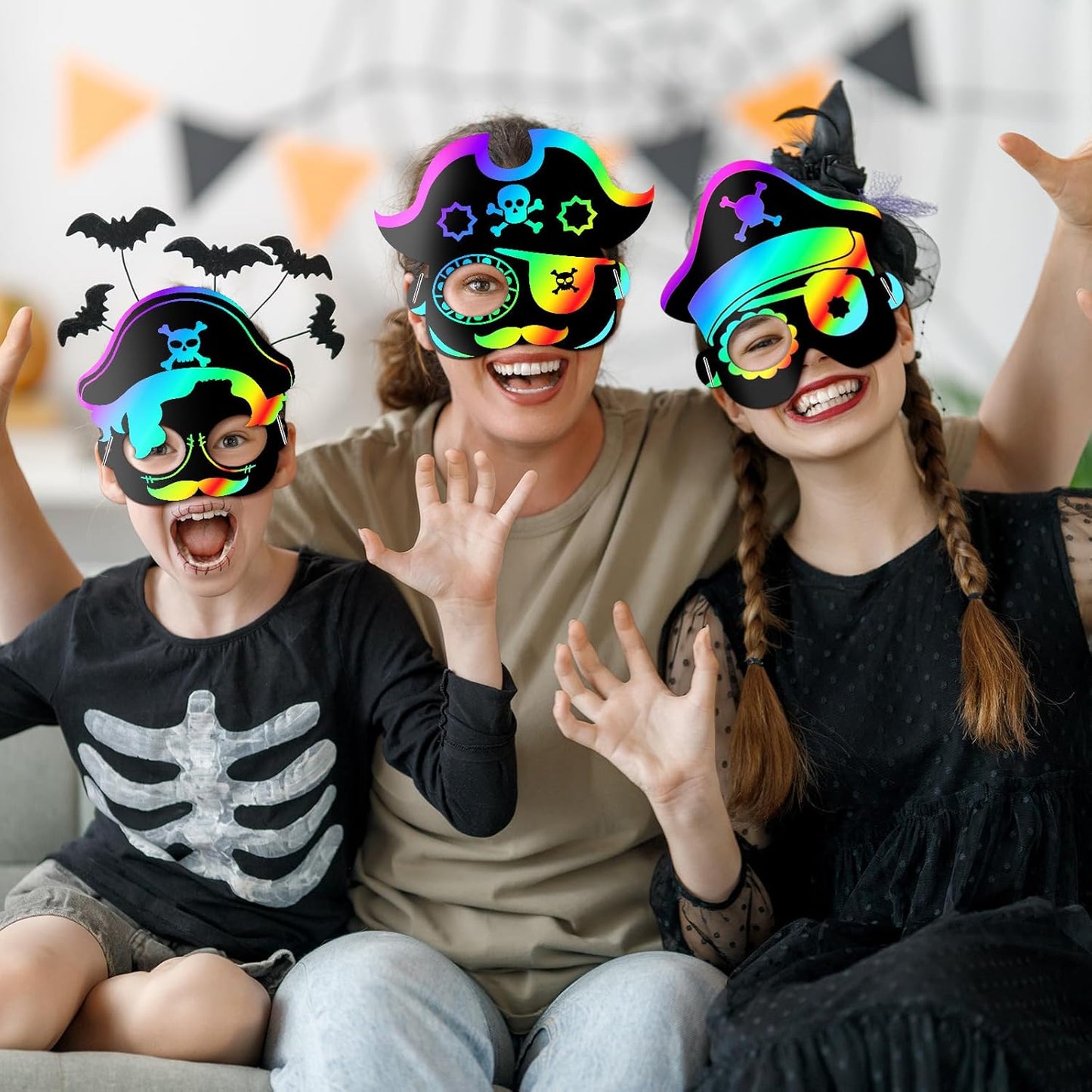 Deekin 60 Pcs Pirate Party Favors Pirate Themed Birthday Party Accessories Supplies Gasparilla Scratch Mask Craft Kit Rainbow Masks Treasure Scratch Crafts Gift Set Decorations
