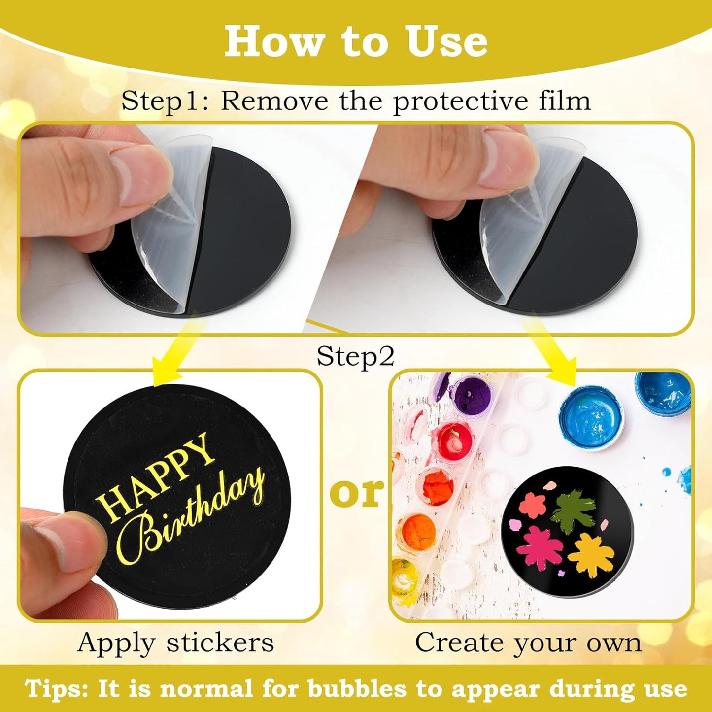 20pcs Gold Mirror Acrylic Happy Birthday Cupcake Toppers Round Engraved Cake Picks Happy Birthday Cake Toppers for DIY Birthday Gift Flower Bouquet Pastries Desserts Decor