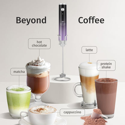 Zulay Kitchen Powerful Milk Frother Wand With Duracell Batteries - Ultra Fast Handheld Drink Mixer - Electric Whisk Foam Maker for Coffee, Lattes, Cappuccino & Matcha - Z1 Motor - Black - Colors A