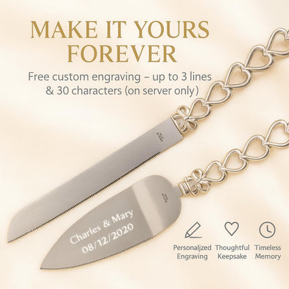 GIFTS INFINITY Personalized Wedding Cake Knife and Server Set with Engraving – Cake Cutting Utensil Set, Keepsake Gift for Wedding, Anniversary, Reception, Birthday & Other Occasions (CH-101WB)