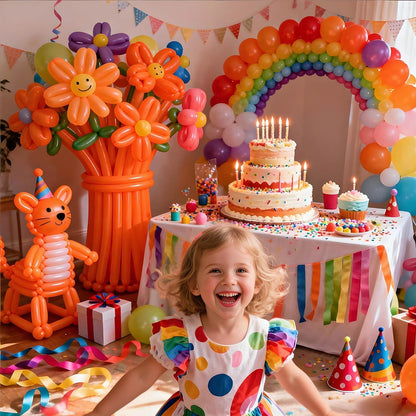 260 Clear Long Balloons for Animals, Thickening Skinny Latex Twisting for Arch Modeling Magic Clown Birthday Wedding Party Decorations 100pcs