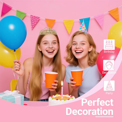 Birthday Tiara and Crown with Sash, Birthday Tiara for Women Party Silver