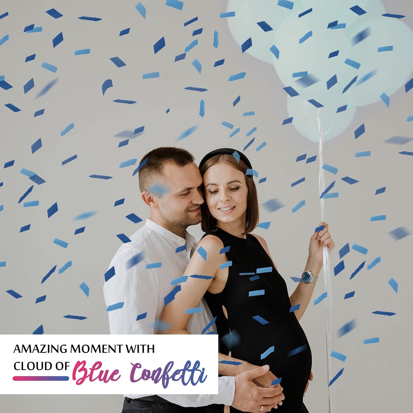Gender Reveal Pink Confetti Cannon, DOUKEE Baby Shower Pink only Biodegradable Confetti Poppers for Girl Baby Reveal Party - 2 Set
