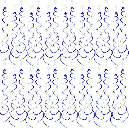 30 Pieces Hanging Swirl Party Decorations Foil Decorations Ceiling Swirl Spiral Hanging Plastic Streamer for Ceiling Birthday Graduation Wedding Celebration Baby Shower Party Supply (Black)