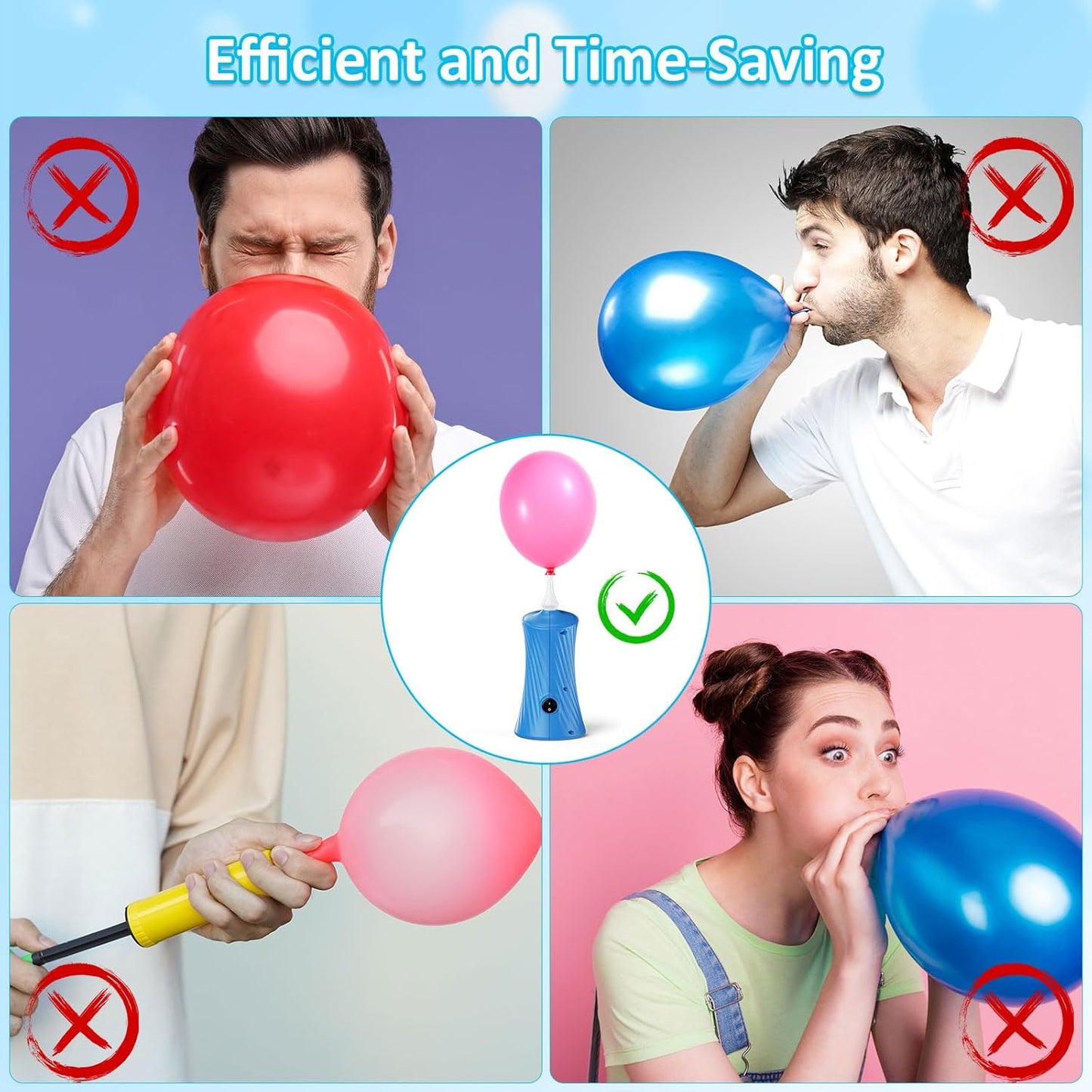 Balloon Pump Electric Balloon Pump Air Balloon Pump Balloon Blower Machine Portable Long Animal Blower Machine Blue/Orange/Pink/Purple Electric Balloon Pump Inflator for Party/Wedding/Birthday Decor