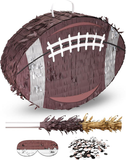 Soccer Piñata – Includes Wooden Stick, Blindfold, and Confetti – 13"x13"x3" – Perfect for Sports Party Decorations and Soccer Pinatas for Birthday Party