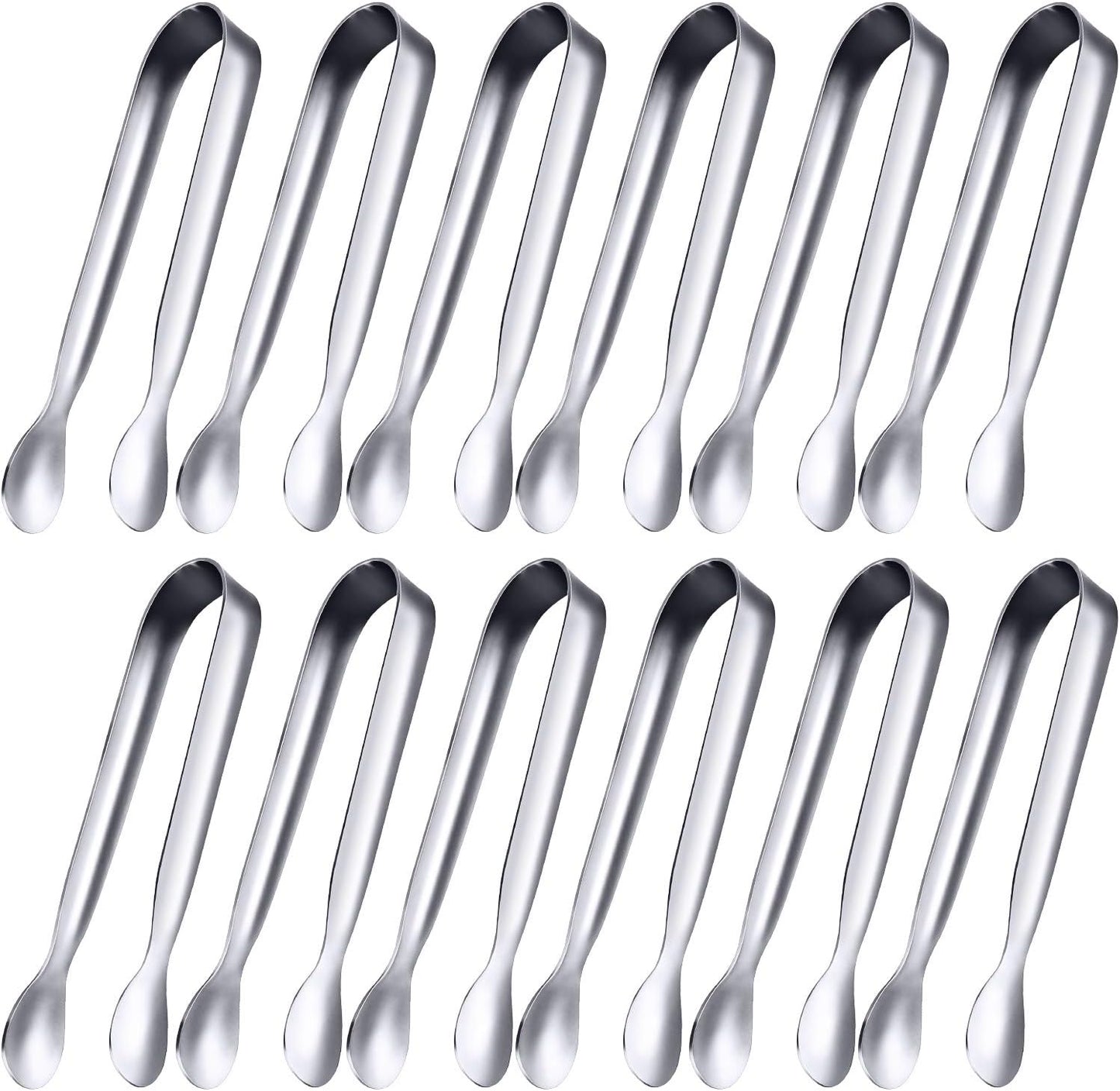 Gejoy 12 Pieces Mini Tongs Stainless Steel Small Sugar Serving Tongs for Charcuterie Board Appetizers Dessert Serving Food Tiny Party Danish Candy(6 Inch,Gold)