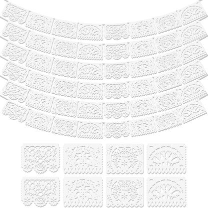Asoulin 6PCS Mexican Party Banners, Cinco De Mayo Decoration Fiesta Party Decoration, Mexican Themed Party Decor 5 De Mayo Banner Plastic Papel Picado, Mexico Birthday Party Supplies -12 Patterns/90FT