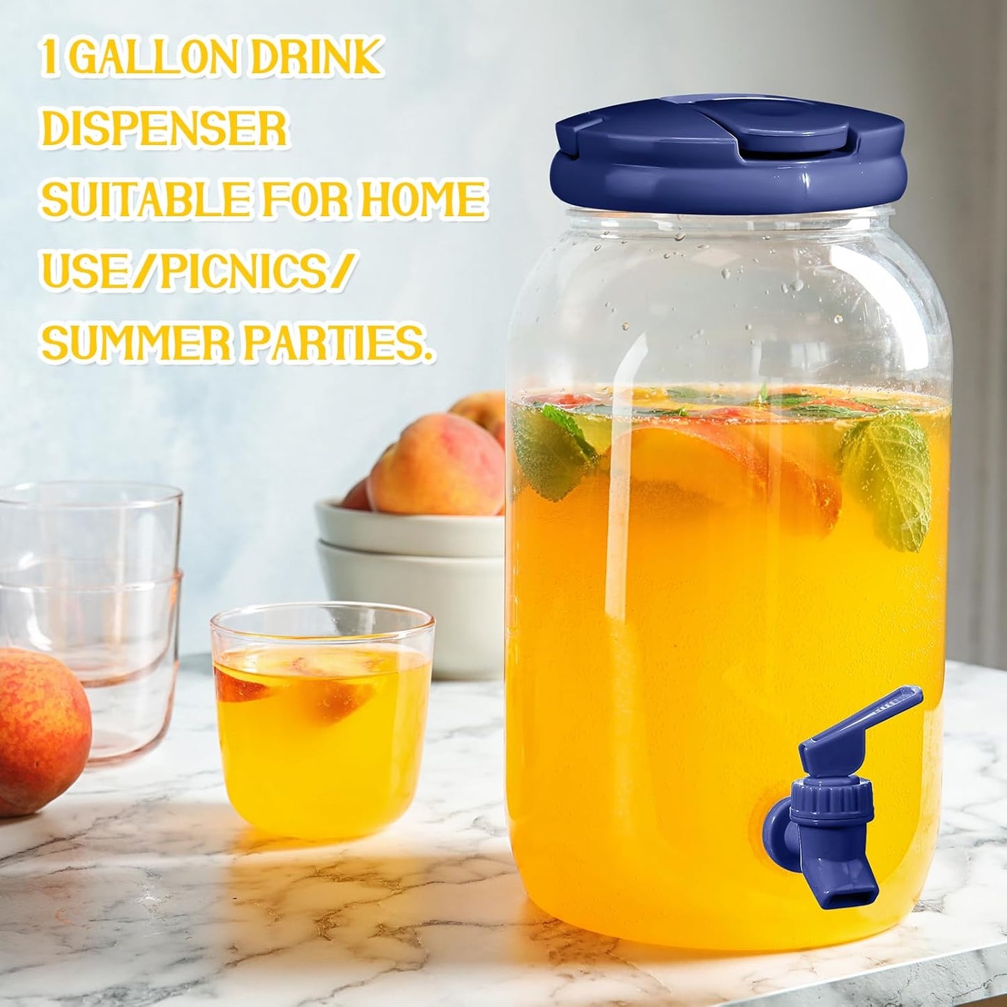 Havawish 2 Pcs 1 Gallon Plastic Beverage Dispenser with Spigot Clear Summer Kitchen Fridge Drink Dispenser for Parties Lemonade Juice Tea Beer Cold Water (Red,Cylinder)