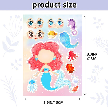 24 Sheets 8.27''×5.9'' Make Your Own Stickers for Kids Toddlers, Make a Face Stickers Mix and Match with Unicorns Dinosaur Horse and Sea Animals for Kids Party Favors Activities