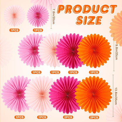 BestoFun 12PCS Paper Fans Hot Pink Party Decorations Tissue Paper Flowers Decorations Paper Fans Party Decorations for Girl Groovy Birthday Baby Shower Wedding Bachelorette Room Wall Hanging Décor