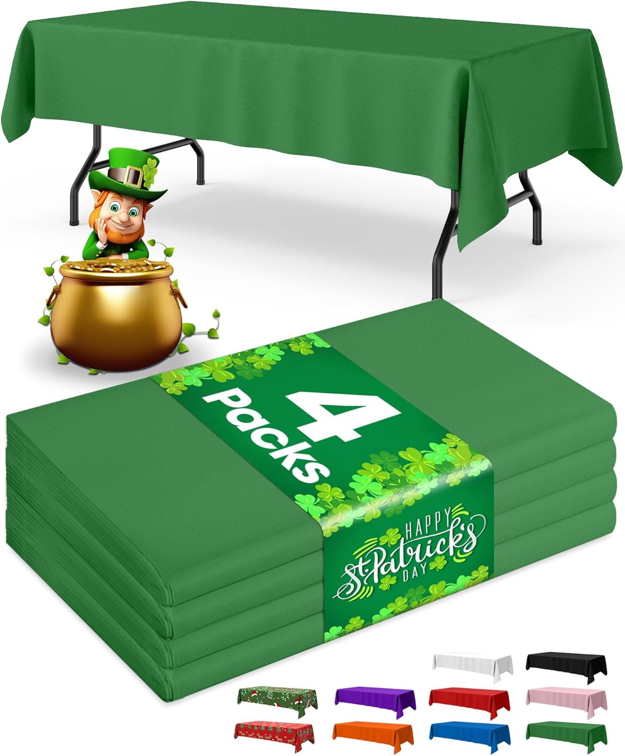 Niuara White Plastic Table Cloth - 4 Pack 54" × 108" Rectangle Disposable Tablecloths for 6FT Tables, Table Cover for Party, Holiday & Gathering Use