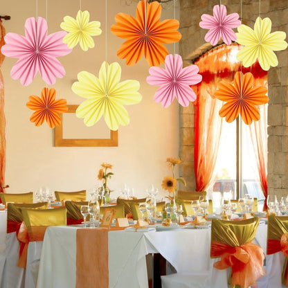 Party Hanging Paper Fans Decoration Set for Wedding Birthday Party Mother's Day Round Events Accessories Set of 8
