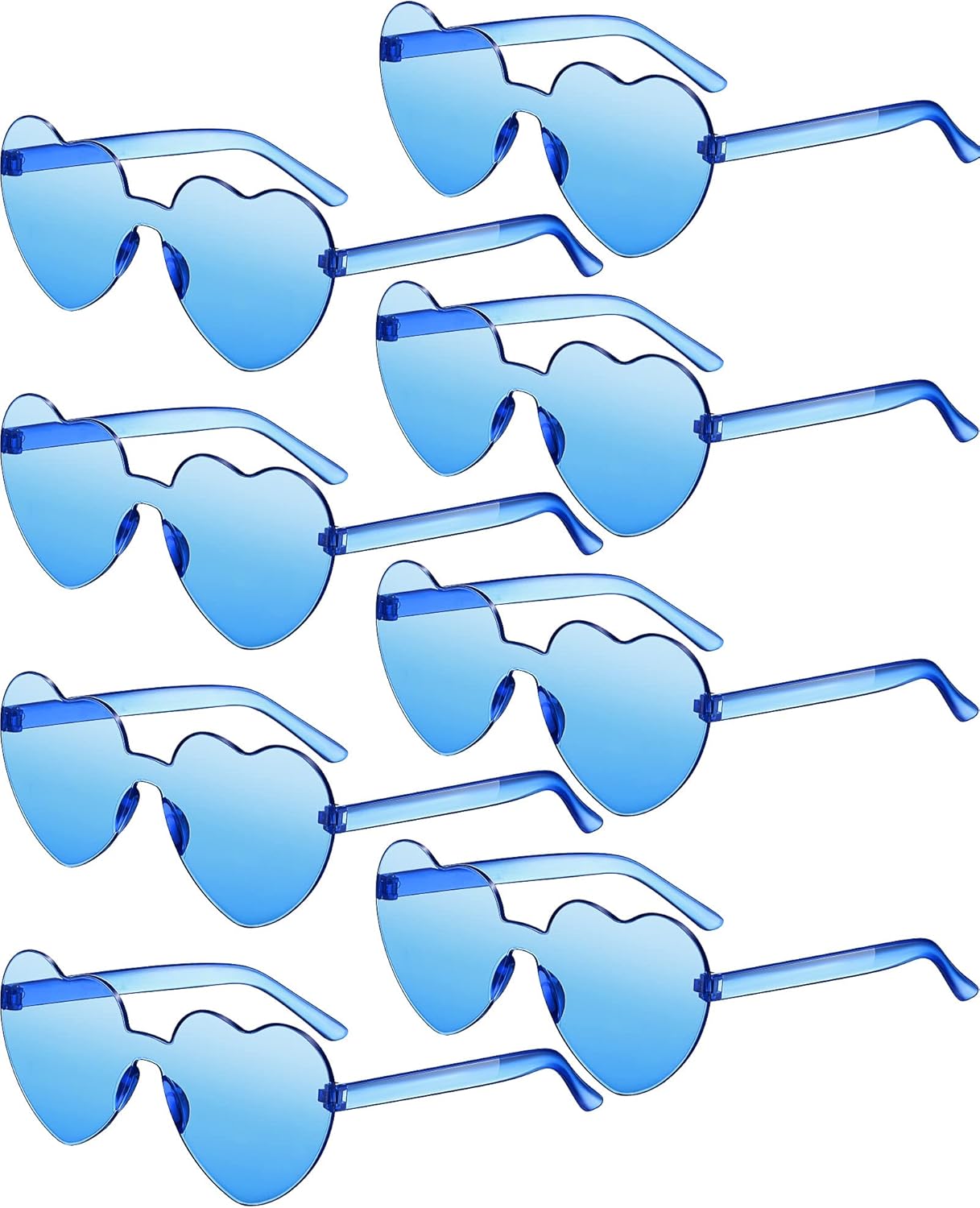 Frienda 8 Pairs Heart Shaped Sunglasses for Women Rimless Heart Glasses Candy Color Sunglasses for Party Favor