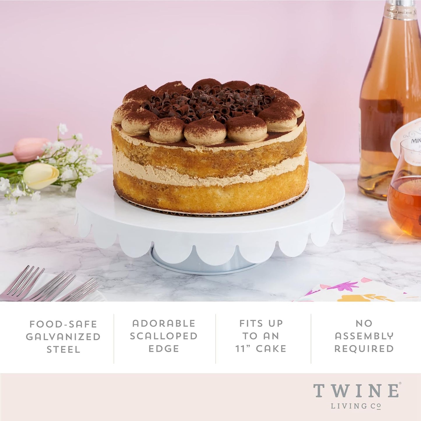 Twine Melamine Cake Stand, Cupcake Display Home Decor Food and Dessert Serving Accessory, 11.5 x 8 Inches, White, Set of 1
