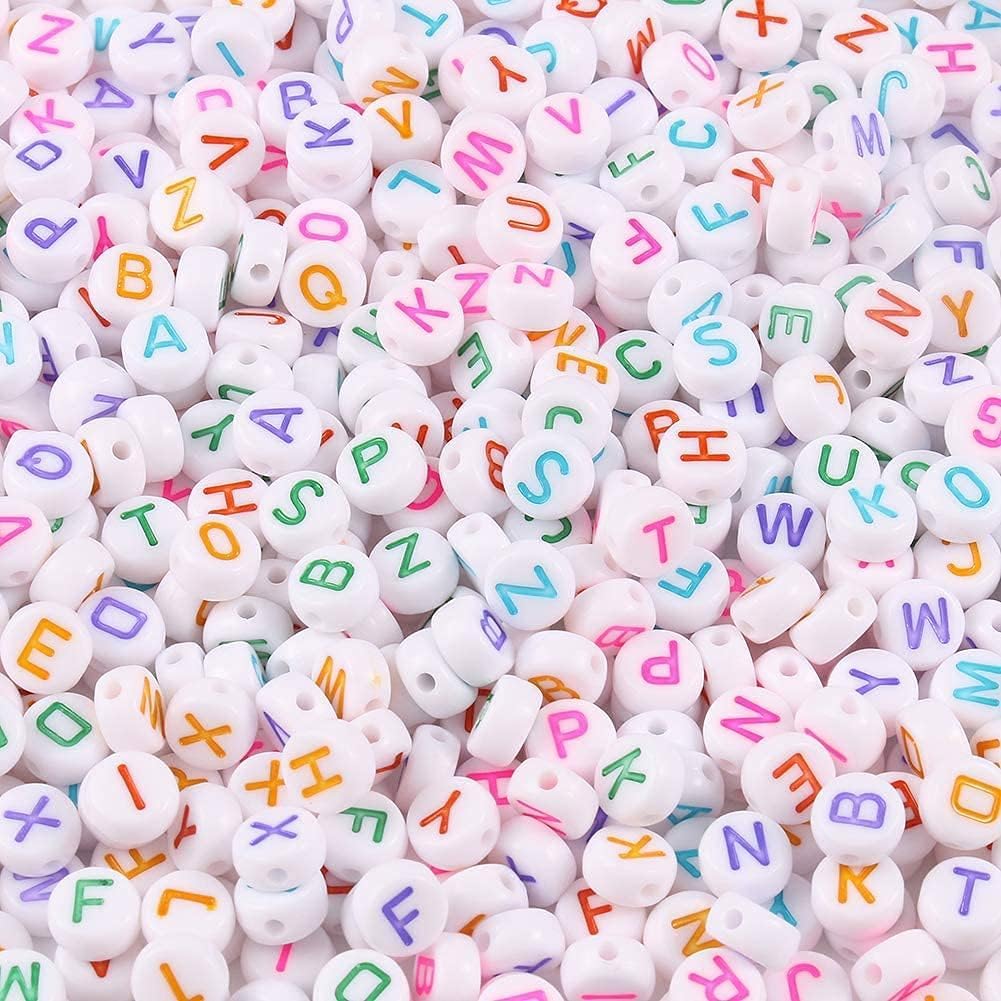 1000Pcs Glow Letter Beads Acrylic Alphabet Bead Glow in The Dark, 4x7 mm Round Beads for Friendship Bracelets and DIY Crafts
