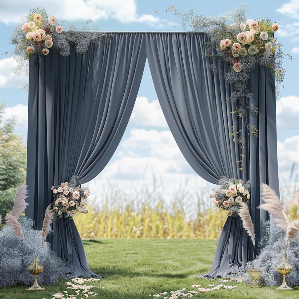 10ftx10ft Black Backdrop Curtains for Weddings Parties, Wrinkle Free 2 Panels Silky Polyester Photo Backdrop Drapes Back Drop Cloth Drapery for Birthday Mother'sDay Photography Background
