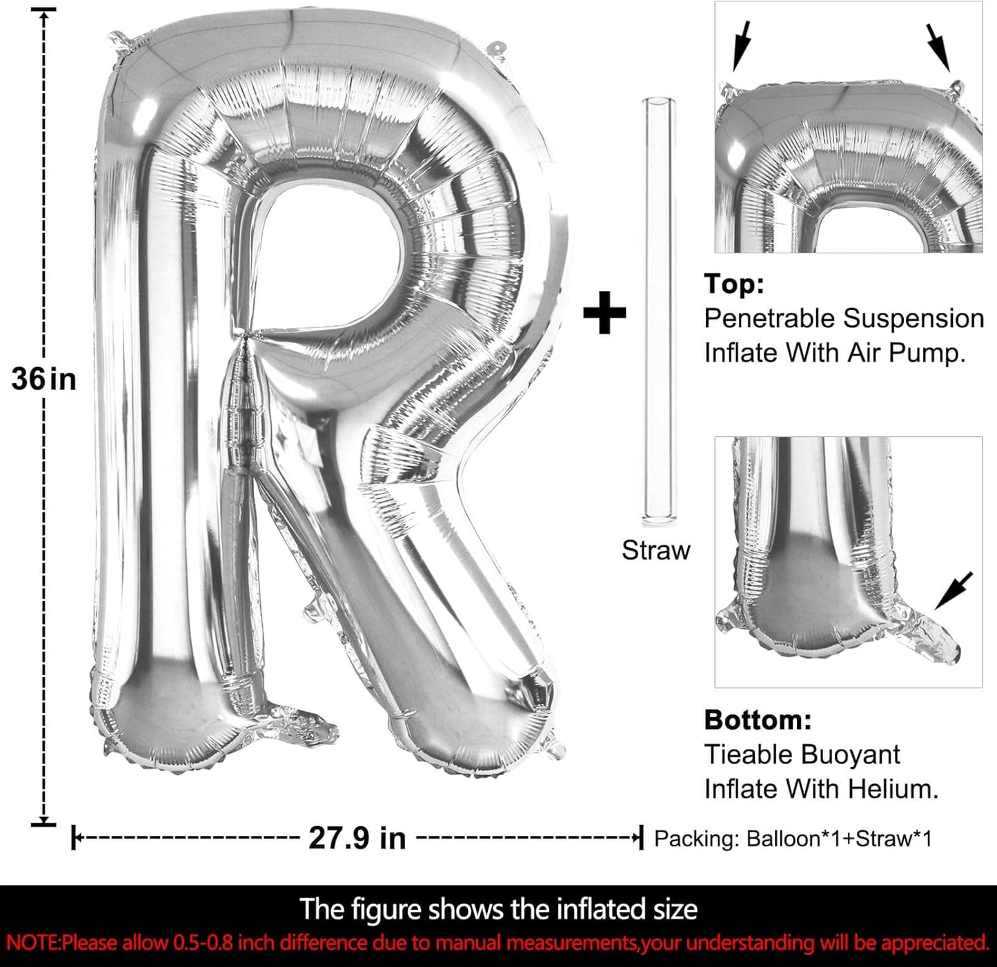 Lovoir 40 Inch Large Silver Letter M Balloons Big Size Jumbo Mylar Foil Helium Balloon for Birthday Party Celebration Decorations Alphabet Silver M