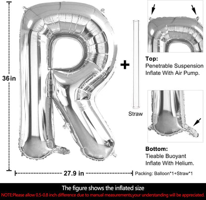 Lovoir 40 Inch Large Silver Letter M Balloons Big Size Jumbo Mylar Foil Helium Balloon for Birthday Party Celebration Decorations Alphabet Silver M